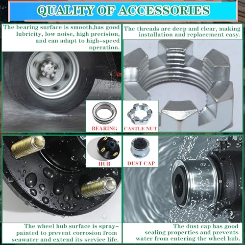 4x4 Pre-Iubricated Trailer Hub Kit for 2000lb 1'' Straight Axle