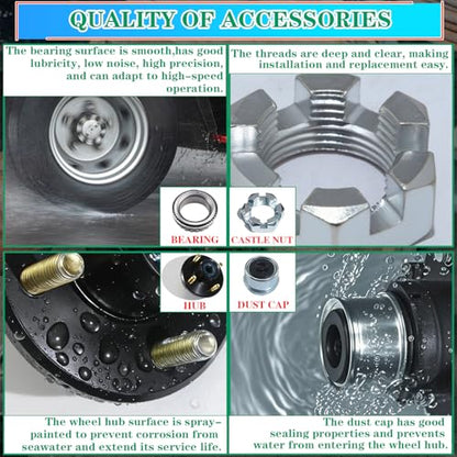 4x4 Pre-Iubricated Trailer Hub Kit for 2000lb 1'' Straight Axle