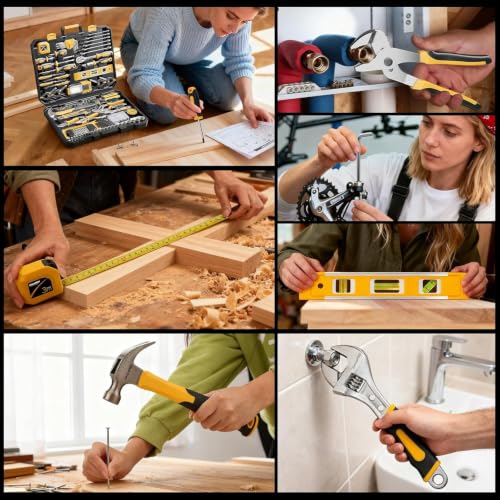 GRENPRO 239PCS Tool Set Tool Box Multi Car Mechanic Tool Kit for Home - style: Yellow Hand Tool Set 239PC
