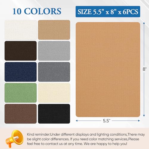 Canvas Patch 5.5 x 8 Inches 6Pcs Self-Adhesive Waterproof Canvas Patch Kit for Repairing Tents,Sofas,Boat Covers,Camping Chair,Awnings,Car Seats.(Light Brown) - color: Light Brown, size: 5.5"×8"