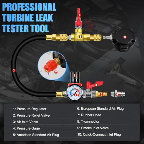 JIFETOR Turbo Boost System Leak Tester 19PC Kit to Turbocharger Intercooler