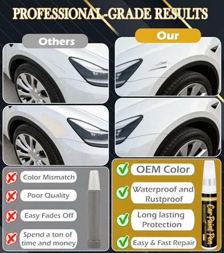 Touch up Paint for Cars, 0.4 fl oz Car Paint Scratch Repair Pen Color Accurate, Fast-Drying Long-Lasting Automotive Scratch Remover - color: White