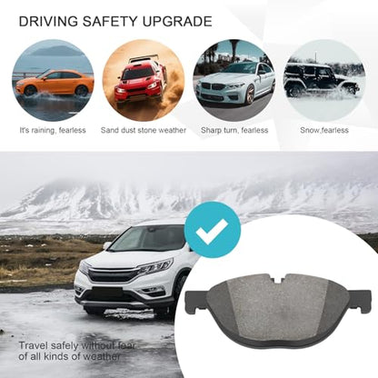D1409 Front Ceramic Brake Pads Kit Fit For BMW 528i 2012-2013, For 528i xDrive 2012-2013, For 535i GT 2010-2017, For 535i GT xDrive 2011-2017, For 550i 2011-2016 - style: HZ1409