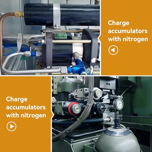 Hydraulic Nitrogen Accumulator Charging Kit, Nitrogen Fill Kit, Nitrogen Pressure Test System with 7 Couplings, 3 Gauges(1500PSI /4000PSI/ 6000PSI), and 1 Gas Hose (3 Gauges) - size: 3 Gauges 7 Couplings
