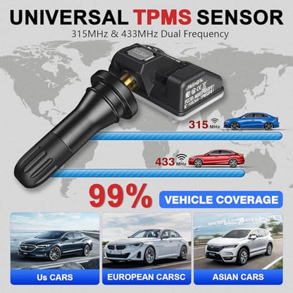 Autel TPMS Sensor Universal 1 Sensor with Dual Frequency (315MHz + 433MHz), Tire Pressure Monitoring Sensor Replacement for 99% Vehicles, Programmable by Autel TPMS Tool (Rubber Valve)
