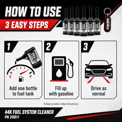 Bundle BG Platinum 44K Fuel System Cleaner, 5 Pack, PN 20811, Five 11 fl oz Bottles, Gasoline Fuel Injector and Fuel System Cleaner, Bonus Key Chain