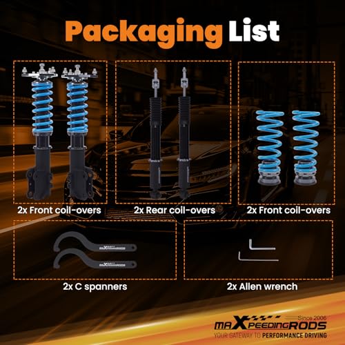 maXpeedingrods Coilover for Hyundai Sonata 2015-2019, for Kia Optima 2016-2020, 24 Levels Damper Adjustable Coilovers Suspension Kit, Height Adjustable T6 Upgraded Lowering Kits Blue