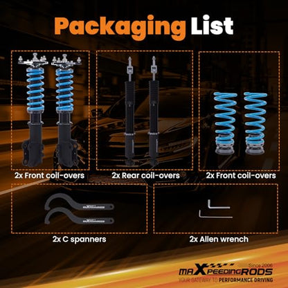 maXpeedingrods Coilover for Hyundai Sonata 2015-2019, for Kia Optima 2016-2020, 24 Levels Damper Adjustable Coilovers Suspension Kit, Height Adjustable T6 Upgraded Lowering Kits Blue