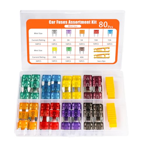 80 PCS Mini Car Fuses Assortment Kit, Blade Fuses Automotive Fuse Kit - size: 80pcs Mini