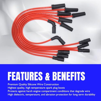 Spark Plug Wires Silicone 8MM Compatible with Chevrolet Silverado - style: V6-262