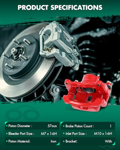 SCITOO 19B2698 Front Left Disc Brake Caliper With Bracket Red - size: Front Driver[19B2698]
