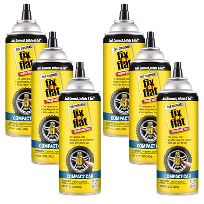 Fix-A-Flat S60410-6PK Aerosol Emergency Flat Tire Repair and Inflator, for Compact Tires, Eco-Friendly Formula, Universal Fit for All Compact Cars, 12 oz. (Pack of 6) - size: Compact Car (Pack of 6)