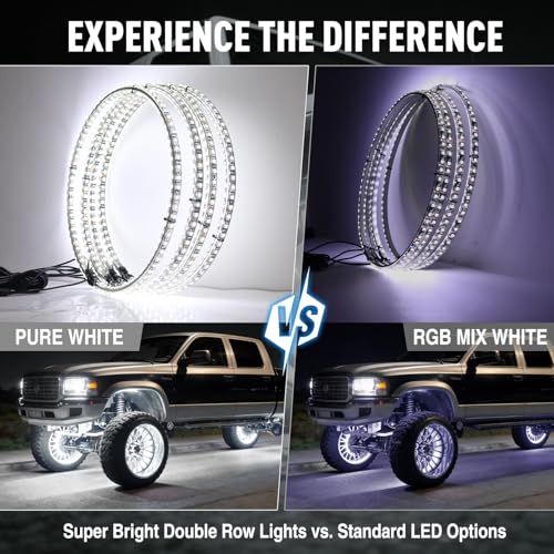4PCS 17" White LED Wheel Lights Waterproof for Truck - size: 17inch