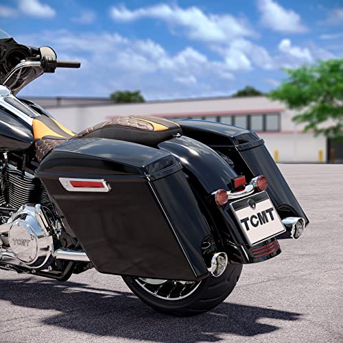 TCMT 5" Extended Stretched Saddlebags 6x9" Speaker Cutout Lids Fit For Harley 2014-2024 Touring Road King Road Glide Street Glide Electra Glide - color: Chrome Latches, size: 5" Stretched(6x9 Spealer Lids)