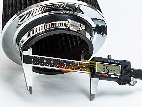 Rtunes Racing 3.5-Inch 89mm Washable Dry Clamp-On Cone Air Filter, Black - size: Universal 3.5"