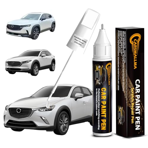 25D/26G Snowflake White Pearl Tricoat Car Touch Up Paint for Mazda, Color Accurate Car Paint Scratch Repair Pen Kit Quick & Easy Fix Vehicle Chips and Automotive Nicks Scuff - color: 25D/26G Snowflake White Pearl Tricoat for 3/5/6/CX-3/CX-30/CX-5/CX-9/MX-