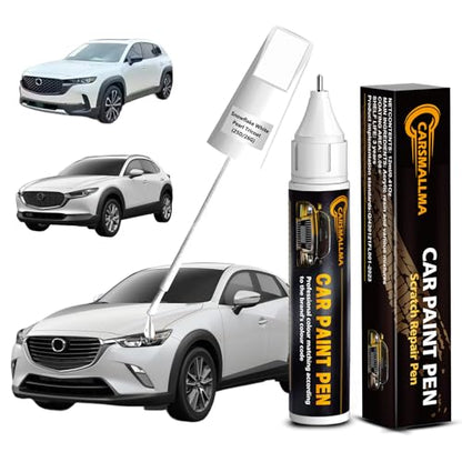 25D/26G Snowflake White Pearl Tricoat Car Touch Up Paint for Mazda, Color Accurate Car Paint Scratch Repair Pen Kit Quick & Easy Fix Vehicle Chips and Automotive Nicks Scuff - color: 25D/26G Snowflake White Pearl Tricoat for 3/5/6/CX-3/CX-30/CX-5/CX-9/MX-