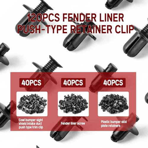 120Pcs Kia Fender Liner Clips Replace 86155-2H100, 86595-2T500, 86590-28000