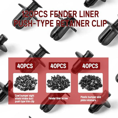 120Pcs Kia Fender Liner Clips Replace 86155-2H100, 86595-2T500, 86590-28000
