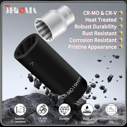 1/2" Dr 12Pt 23mm Spline Socket & 19mm Twist Lug Nut Socket for BMW