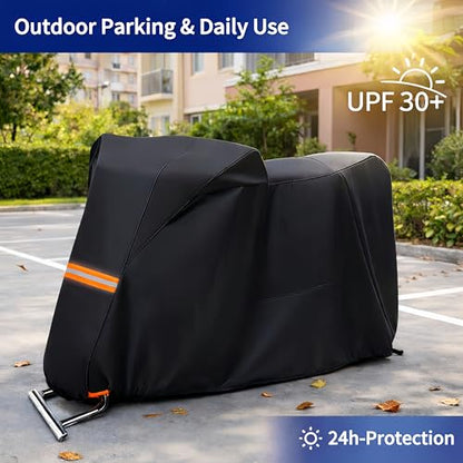 Motorcycle Cover 300D, UV Resistant,Waterproof for Outdoor Parking - size: 96.5“Lx41"Wx50"H