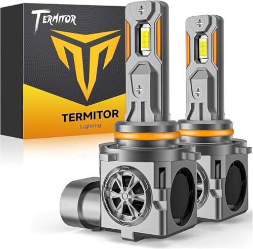 Termitor Latest 9005 LED Light Bulb, HB3 Halogen for Off-road, 90,000LM Brightness 6500K Daylight White, No Adapter Required, 3 Mins Easy Install, 85,000hrs+ Lifespan, IP68, 1: 1 size OEM, Pack of 2 - size: HB3/9005