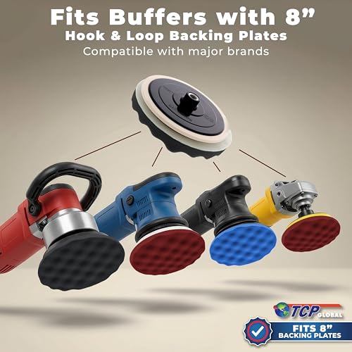TCP Global Professional 3 Pad Buffing and Polishing Kit with 8" Waffle Foam