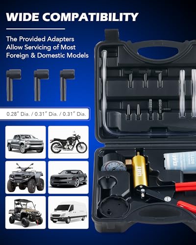 OMT One-Man Brake Bleeding Kit with Hand Vacuum Pump and Dial Gauge, Black - color: Black