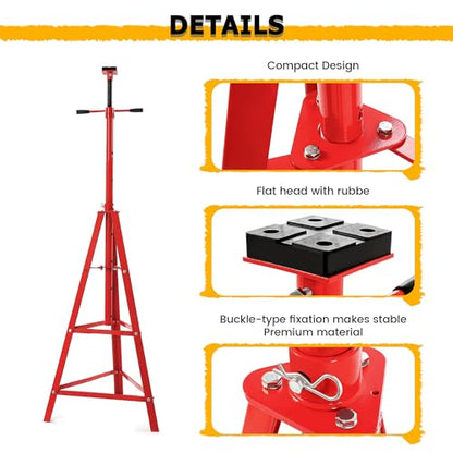 KUAFU Adjustable Under Hoist Tripod Stand 2 Ton High Lift Jack Stand Reach - size: Red