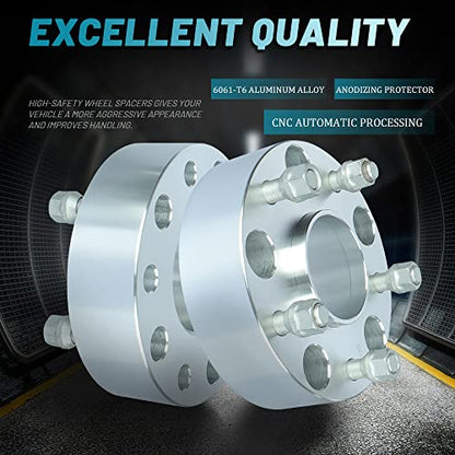 IRONTEK 2in 5x139.7mm Wheel Spacers (2", 77.8mm Hub Bore, M14X1.5 Studs) 5x5.5 to 5x5.5 Hubcentric Spacers Adapter 50mm FITS 2012-2020 for Ram 1500 [Silver 4 PCS] - size: 5x5.5-50mm