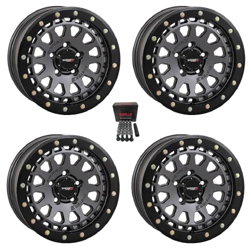 System 3 SB-6 Beadlock 15" Wheels Gunmetal (4+3) Polaris RZR Turbo R & Pro R Ranger 1500 Xpedition