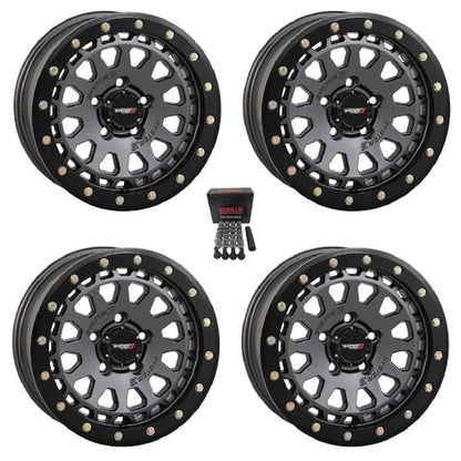 System 3 SB-6 Beadlock 15" Wheels Gunmetal (4+3) Polaris RZR Turbo R & Pro R Ranger 1500 Xpedition