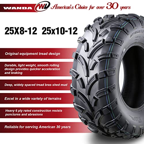 WANDA Set4 ATV/UTV Tires 25x8-12 Front & 25x10-12 Rear 6PR P373-10243/10244 - size: 25X8-12&25X10-12