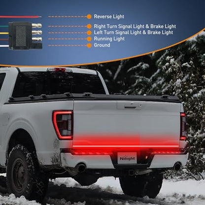 Nilight Truck Tailgate Light Strip 60" Quad Row 648 LED Strip - color: 60" Tailgate Light Strip Quad Row