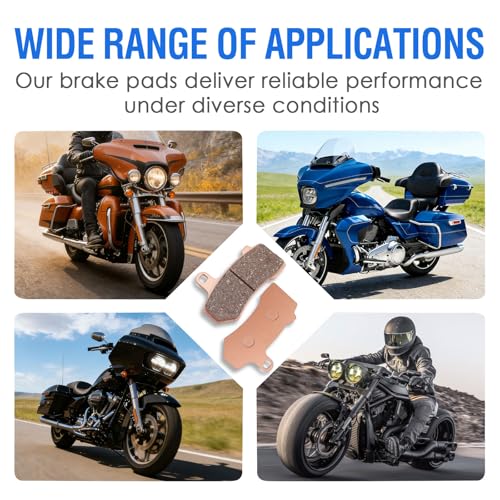 Front and Rear Brake Pads Kit Compatible with Harley Davidson Road Glide 08-21, FLHX Street Glide 08-22, FLHR Road King 08-22, FLHTCU Ultra Classic Electra Glide 08-20