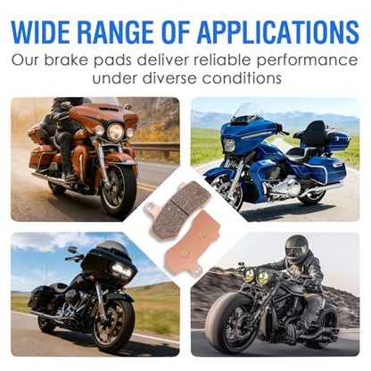 Front and Rear Brake Pads Kit Compatible with Harley Davidson Road Glide 08-21, FLHX Street Glide 08-22, FLHR Road King 08-22, FLHTCU Ultra Classic Electra Glide 08-20