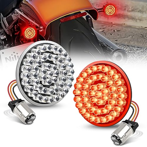 Nilight LED Turn Signal Rear Brake Running Lights for Harley Davidson Dyna - color: Red Motorcycle Taillight