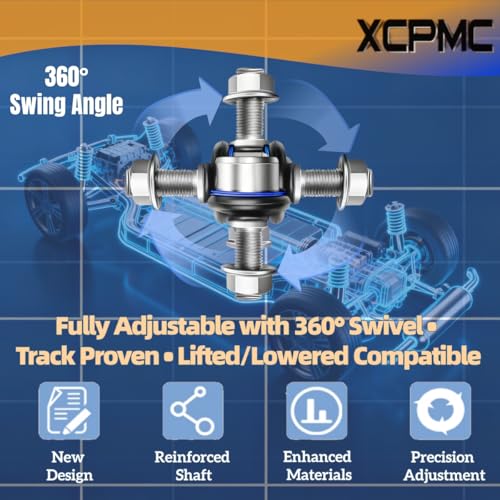 2Pc 5.91-7.87' 150-200mm M12 Modified Adjustable Stabilizer Sway Bar Link - size: Rear-5.91-7.87Inch-M12