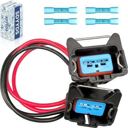 2Pcs 4U2Z-14S411-DA Radiator Fan Motor Connector Wiring Harness Compatible with Ford Contour/Focus/GT & Mercury Cougar/Mystique 1995-2010 Replaces F8RZ-8C607-GC, S-827