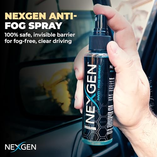 Nexgen Anti-Fog Spray (4oz) - Invisible Protective Coating - Instant Car Detailing for Streak-Free, Crystal Clear Finish - Car Cleaning Supplies - Ideal for Windshields, Mirrors, Helmets & More