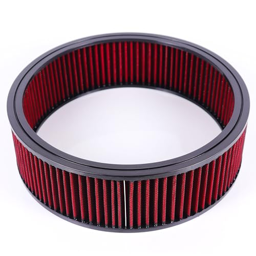 14"x4" Round Air Cleaner Filter Element High Flow (Red) - size: 14" x 4" Red