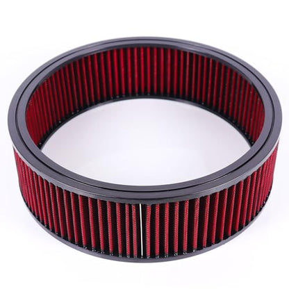 14"x4" Round Air Cleaner Filter Element High Flow (Red) - size: 14" x 4" Red