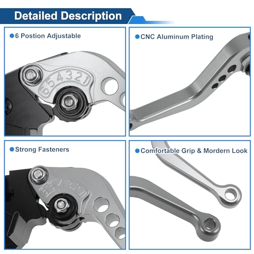 Short Brake Clutch Levers for Kawasaki Z1000SX/NINJA 1000/Tourer 2011-2016 Adjustable Motorcycle Handlebar Brake Lever Aluminum Alloy Titanium Tone - color: Titanium Tone