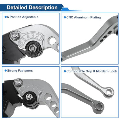 Short Brake Clutch Levers for Kawasaki Z1000SX/NINJA 1000/Tourer 2011-2016 Adjustable Motorcycle Handlebar Brake Lever Aluminum Alloy Titanium Tone - color: Titanium Tone