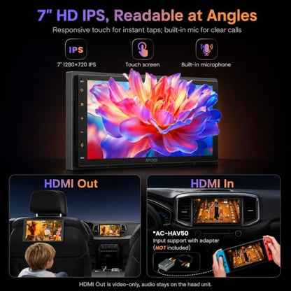 A5L 7" Android Double Din Car Stereo with 1080P Dashcam & Backup Camera