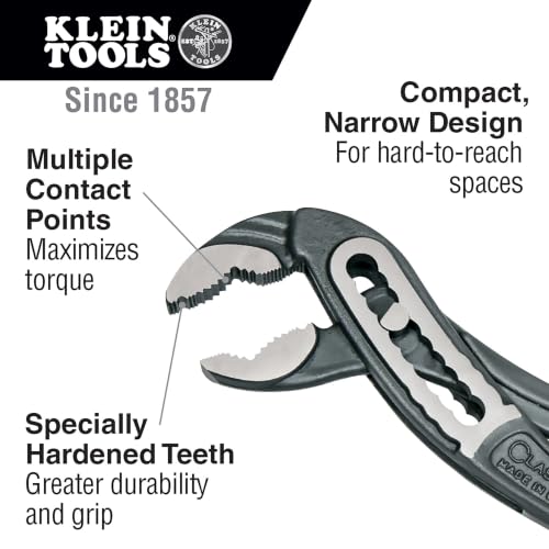 Klein Tools D5052KIT 2-Piece Classic Klaw Pump Pliers Set, 7-Inch and 10-Inch Pump Pliers, Compact Design with V-Jaw and Hardened Teeth for Maximum Torque - style: 2-Piece Set