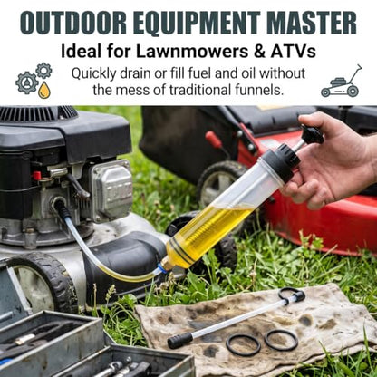 500CC Car Fluid Extractor, Automotive Fluid Extractor with 2 Extraction Tubes, Manual Extraction and Fill Pump, Universal Oil Change Syringe for Car, Motorcycle (Transparent)