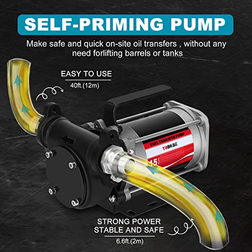 Fuel Transfer Pump YOHOME DC 12V Heavy-duty Cast Iron Gasoline Transfer Pump, 15GPM, Overheating Stability, Built-in Bypass Gas Pump Applicable To Gasoline, Diesel, Kerosene - style: 12V 15GPM Gasoline