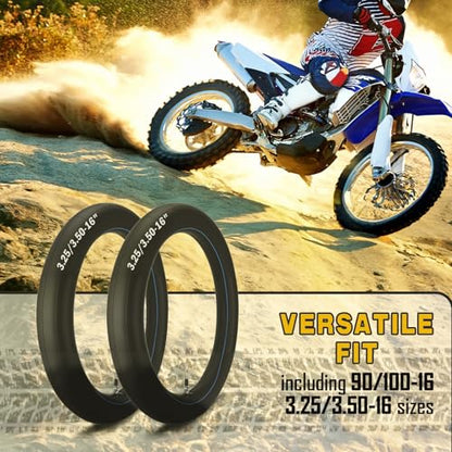 (2-Pack) 3.25/3.50-16 (90/100-16) Dirt Bike Inner Tube TR4 Valve Stem - size: 3.25/3.50-16" (90/100-16")