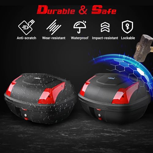 Yescom AHR 48L Motorcycle Top Case TrunkTail Box Trunk Tour Storage Box - size: 48L